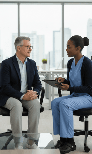 CQC compliance consultants working with a leadership team