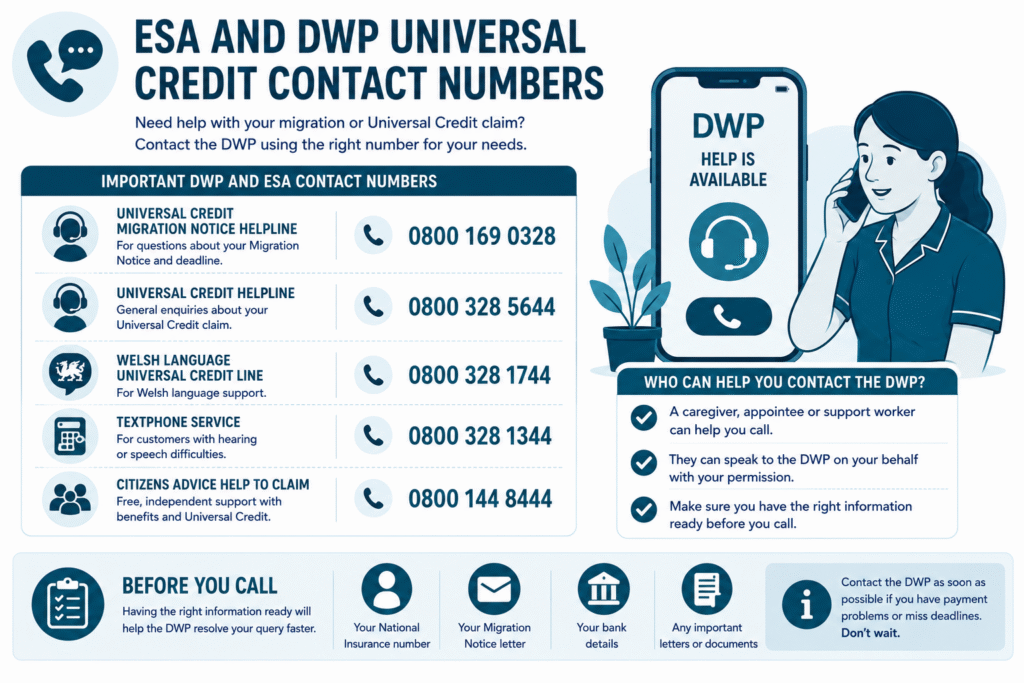DWP contact guide for Universal Credit