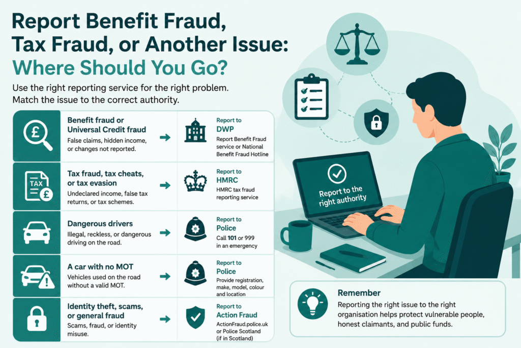 Report benefit fraud and issues efficiently