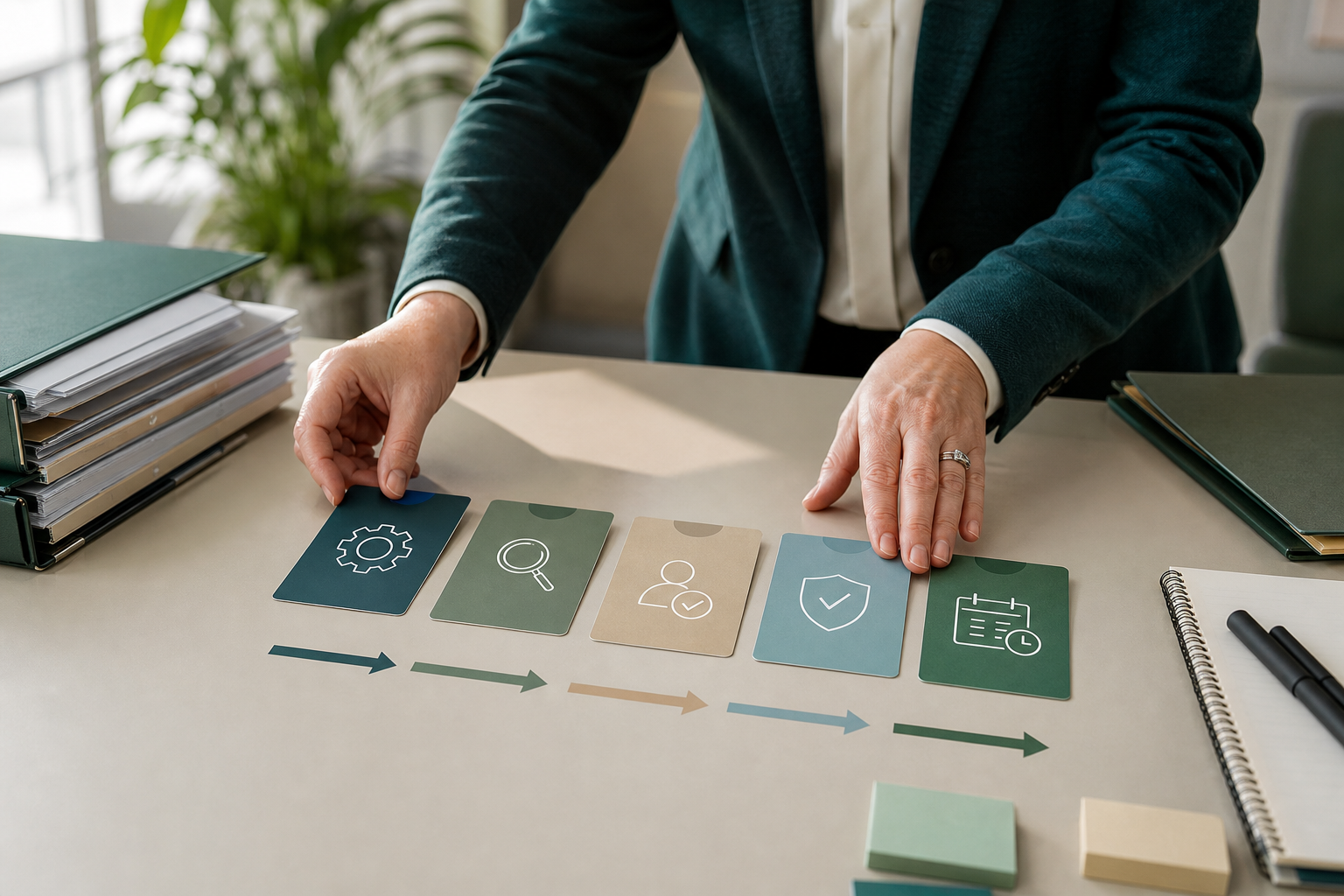 Care provider arranging a five-stage CQC change control and evidence review process