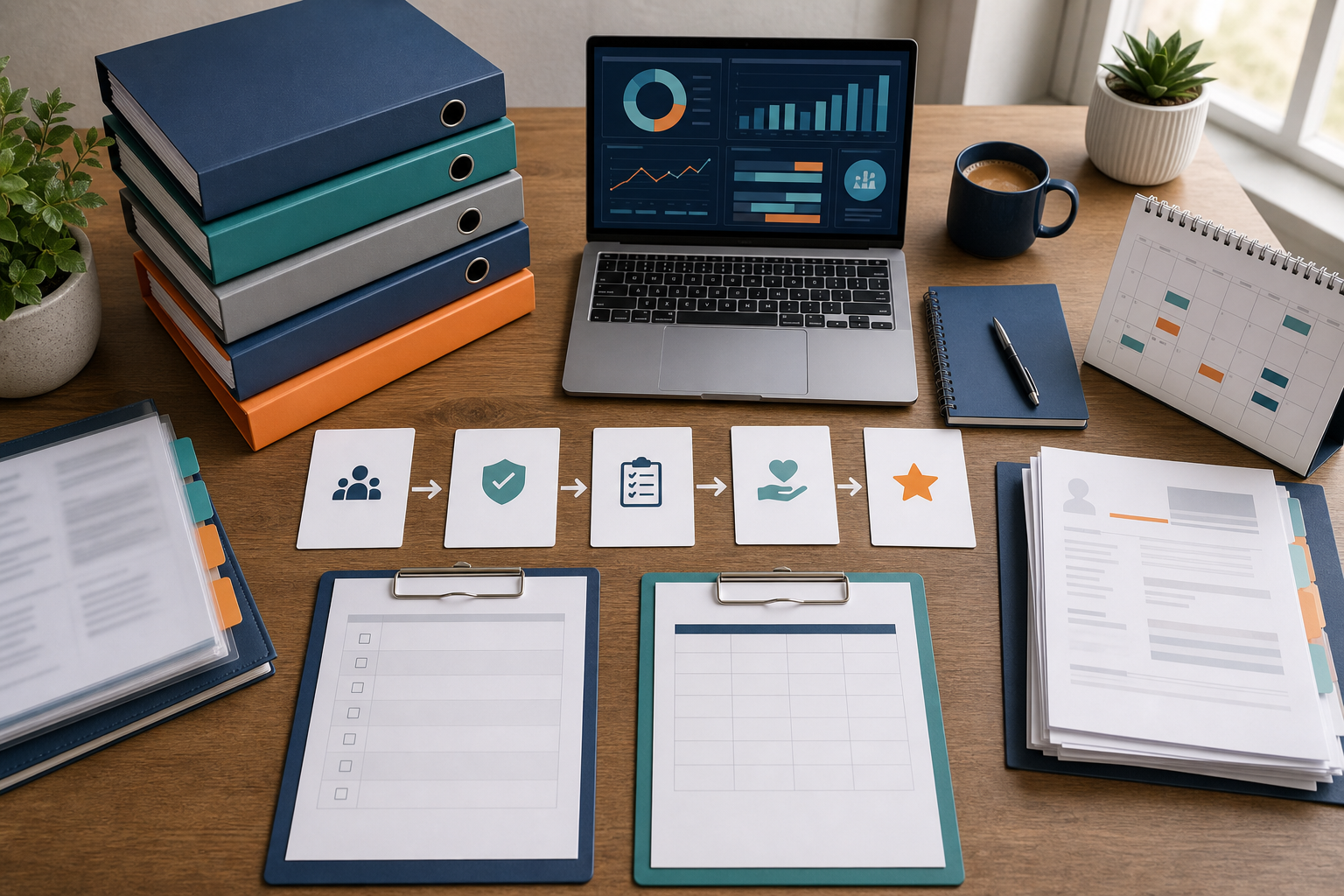 CQC PIR evidence workspace with folders, audit checklist, calendar and quality dashboard